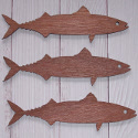 Set of 3 Dark Plywood Mackerel Fish