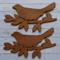 Set of 2 dark wood 17cm Bird on Branch Decoration