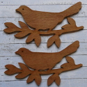Set of 2 dark wood 20cm Bird on Branch Decorations