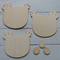 Set of 3 Chicken shapes, & 3 eggs as shown