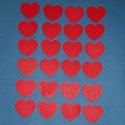 Pack of 24 Red Heart shapes as shown, with self adhesive pad