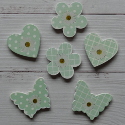 Pack of 6 Turquoise heart, flower, butterfly, with daisy motif