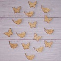 Pack of 16 Natural Wood Birds & Butterflies with Embossed detail, 8 of each