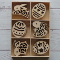 Box of 24 Easter Egg & Rabbit fretwork shapes (4 each of 6 designs)