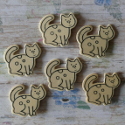 Pack of 6 natural wooden Cat shapes with black outline to colour