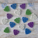 16pc Wooden Filigree Heart Card topper Embellishments, as shown