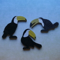 Set of 3 wooden Toucan bird decorations, wooden stands available (see item SA35)