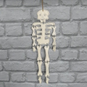 Plywood hanging Skeleton with black outline detail, joints wired, and string for hanging