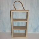 Wooden Hanging shelf unit with 3 compartments & rope hanger