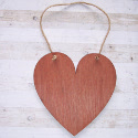 Plywood Heart shape plaque with natural jute string to hang