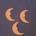 Set of 3 Moon shapes with gold thread for hanging