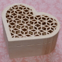 Heart Box with Fretwork lid, hinge & magnetic catch