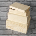 Set of 3 Rectangular Pine & Plywood Boxes with drop on lids