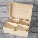Rectangular 4 Compartment Box with hinge & clasp