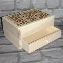 5 Compartment box with Drawer, Fretwork lid, hinge & magnetic catch