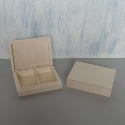 Rectangular Wooden Box with plywood top and base with 2 compartments for Wedding Rings or Playing Cards