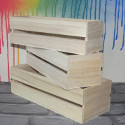 Set of 3 Wooden Crate with slatted sides