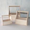 Set of 3 wooden bottle carrier