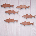 Set of 6 dark Plywood Bass Fish