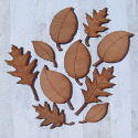 Set of 10 Wooden Leaf Shapes, as shown