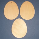 Set of 3 Flat Egg shapes with hole for hanging