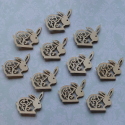 Pack of 12 Wooden Fretwork Rabbit with self adhesive pad