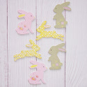 Pack of 6 wooden rabbit painted as shown, on both sides
