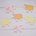 Pack of 6 wooden sheep painted as shown, on both sides