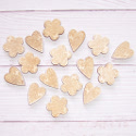 Pack of 16 Natural Wood Hearts & Flowers with Embossed detail 8 of each