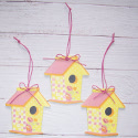 Set of 3 Birdhouse Hanging Decorations