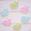 Pack of 6 Wooden Floral Rabbbit embellishments card topper decorations, as shown