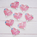 Pack of 8 Wooden Pink tropical theme floral heart shapes with self adhesive pad