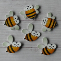 Pack of 6 Wooden card topper craft Bee shapes, 3 each of 2 styles as shown