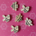 Pack of 6 Natural wood Bee shape card topper Embellishments 3 each of 2 designs, as shown