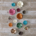 Pack of 14pc assorted size and shape Paper Flower Card topper Embellishments, as shown