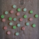 24pc Wooden Mini Flower Shapes card topper Embellishments, as shown