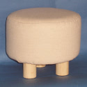 Small 3 Legged Round footstall, wooden legs and padded seat with removable cover