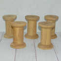 Set of 5 Wooden Spool, dark stained
