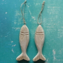 Set of 2 Rustic Wooden Heart with string Hangers