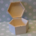 Hexagonal Plywood wooden box with hinges & magnetic catch