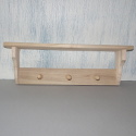 Hook Rack with 3 wooden hooks & brass hangers