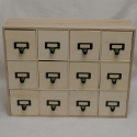 Mini Wooden Chest of 12 plywood drawers with metal handles/label hoders