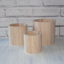 Set of 3 Round Wooden Pots