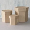 Set of 3 Papier Mache Tall Hexagonal Boxes