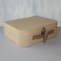 Papier Mache Suitcase with clasp & Leather Handle large