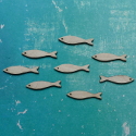 Set of 8 mini plywood fish shapes