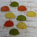 Pack of 9 Wooden Hedgehog Shapes large, colours as shown