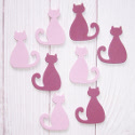 Pack of 8 wooden cat embellishments 4 pink & 4 purple, as shown