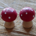 Set of 2 Mini Wooden Toadstool