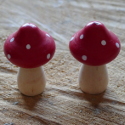 Set of 2 Small Wooden Toadstool with pointed tops